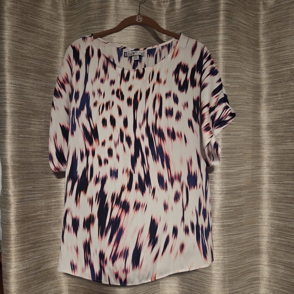 Jennifer Lopez Pink and Black Patterned Blouse